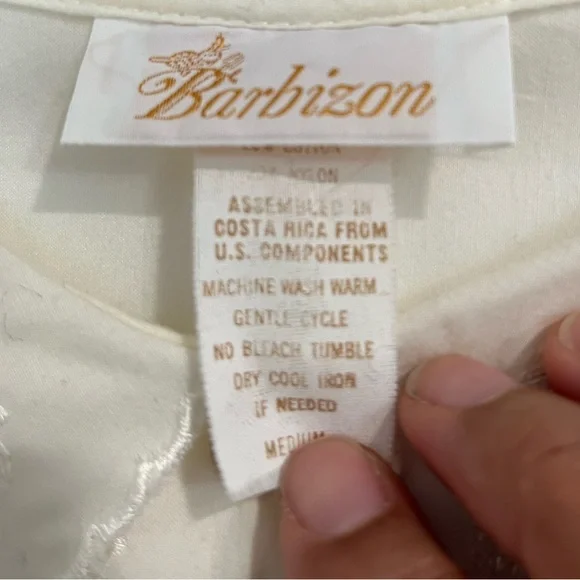 Vintage 60s 70s Cream Cotton Barbizon Long Nightgown Sz. M